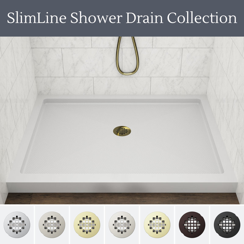 Drain de douche rond 2 po DreamLine SlimLine, Laiton poli