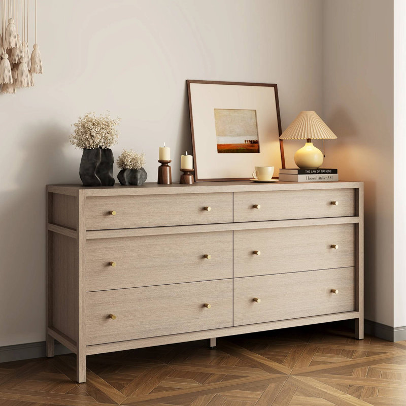 Commode 6 tiroirs 64 "Mid-Century, Natural