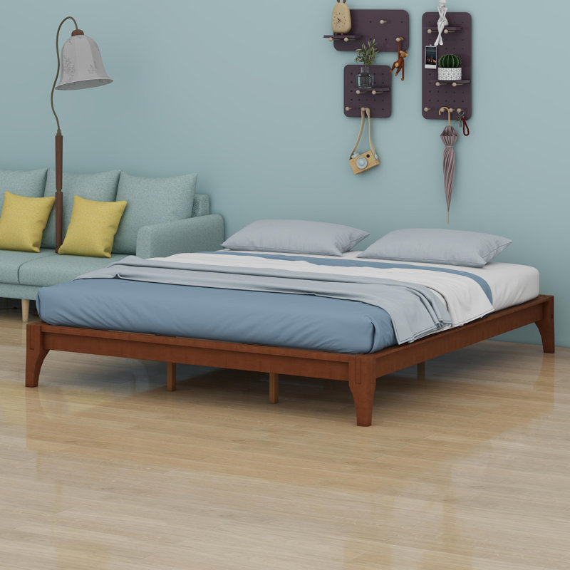 Bamboo Wood Platform Bed Frame, Brown