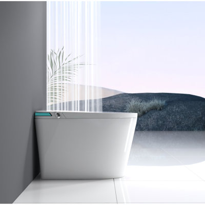 Luxury Toilet With Warm Water , Heated Seat - White Smart Foot Sensor Operation & Feature