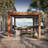 Sunjoy Pergola 11 x 13 ft. Steel Frame Pergola with Tan Adjustable Sling Fabric Canopy