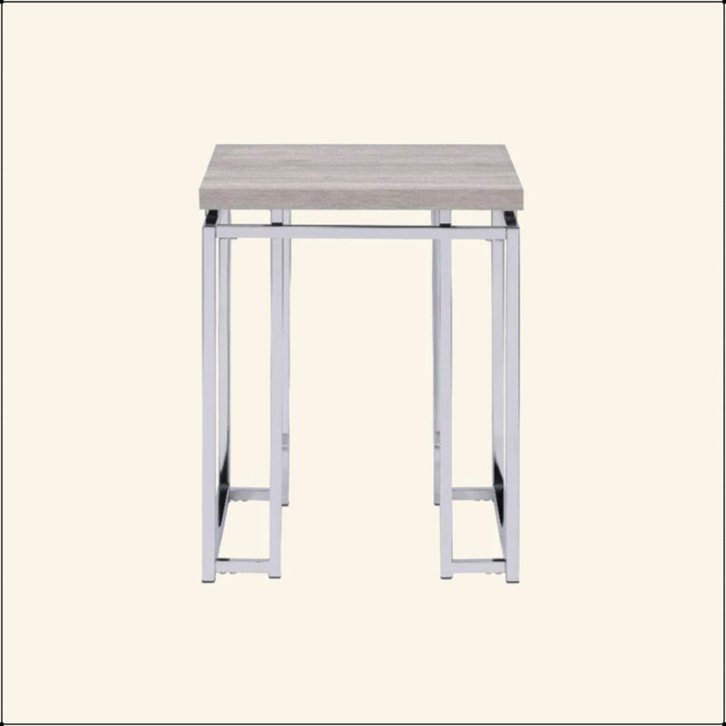 Square End Table With Metal Sled Base