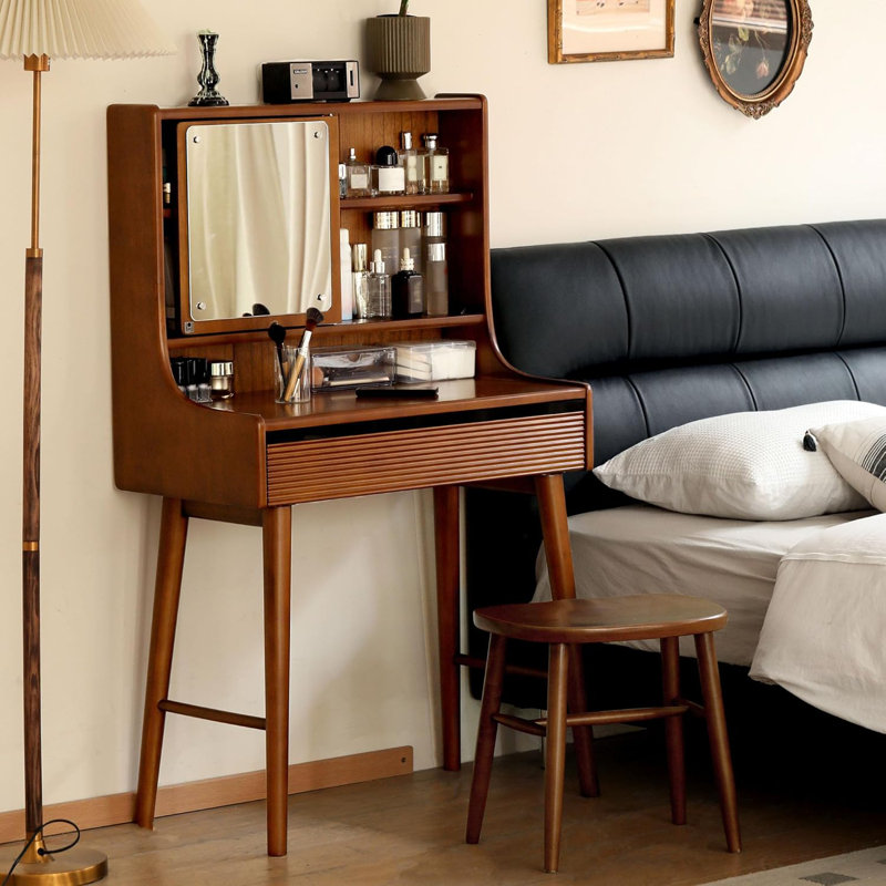 Petit bureau de coiffeuse avec miroir réversible, L 31,5 po, Non