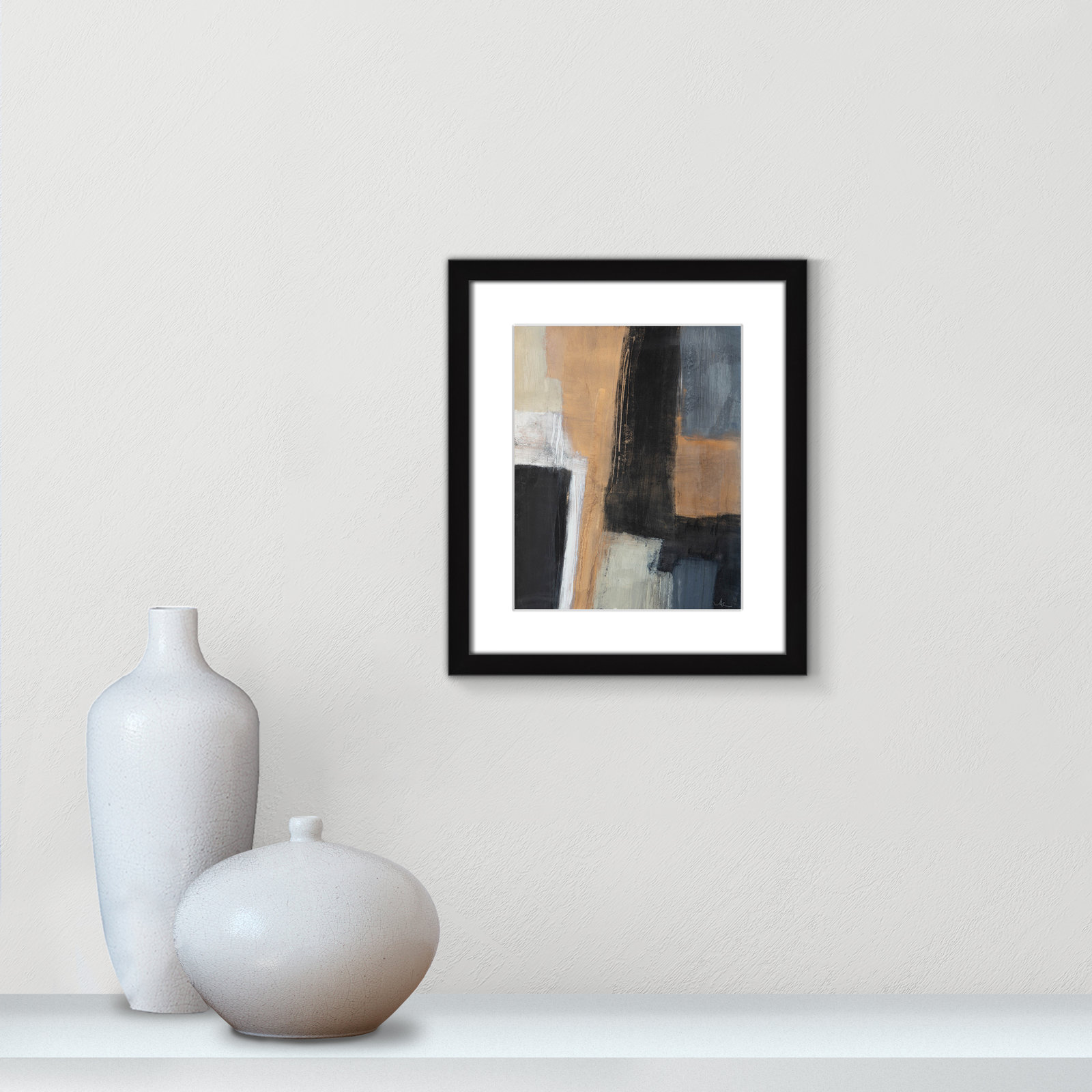 Metallic Slate I Print, Black Matted Picture Framed, 15" H x 13" W x 1.25" D
