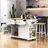 K&K 48inch Large Kitchen Island with 2 Bar Stools, Power Outlet, Door Internal Storage Rack, Kitchen Storage Cart on 5 Wheels with Drop Leaf, 5 Open Side Racks, 2 Drawers,White (Three Packages)-506888564