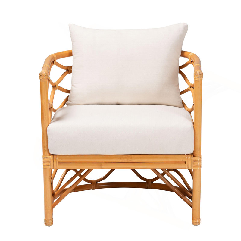 Fauteuil bohémien en rotin miel clair