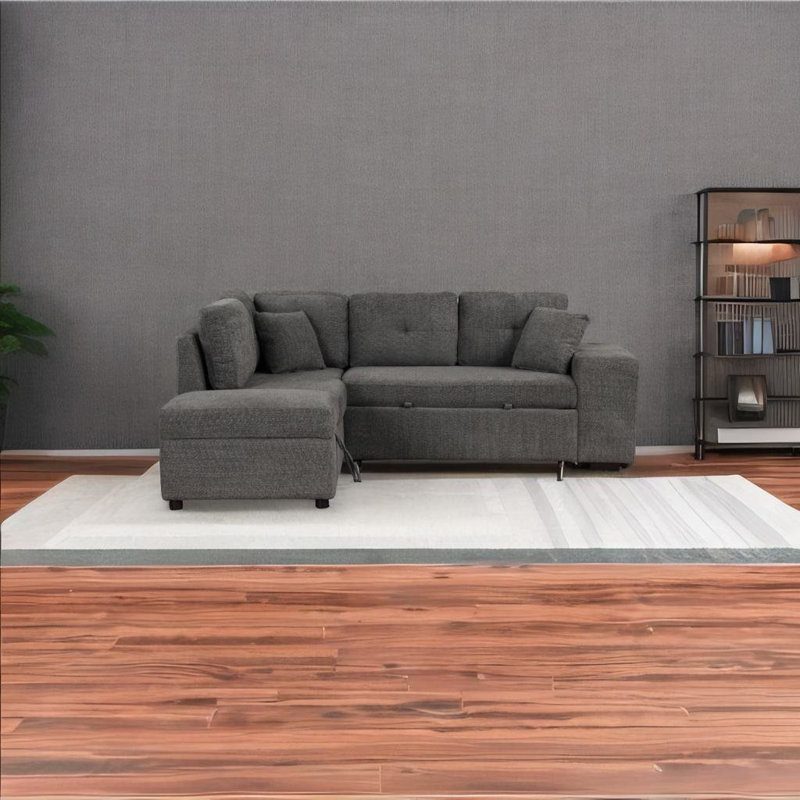 Chyleen Upholstered L-Shaped Sectional, Gray Chenille