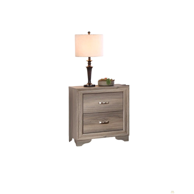 Table de chevet en bois 1pc - 2 tiroirs