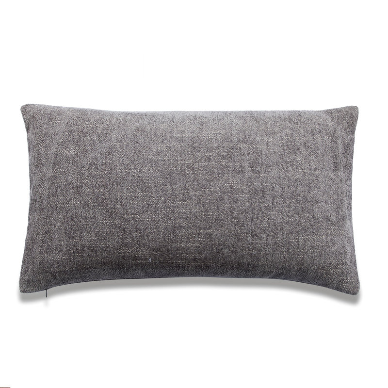 Rectangular With Feather Down Insert Pillow, 12"W x 20"L, Gray