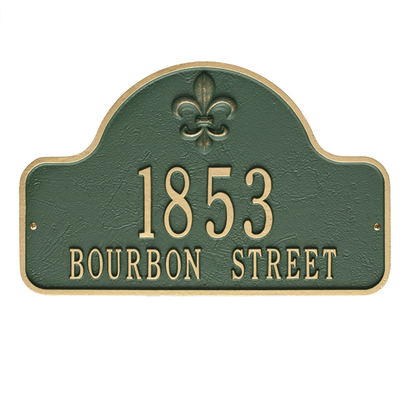 Lexy 2-Line Wall Address Plaque, Green/Gold, Yes