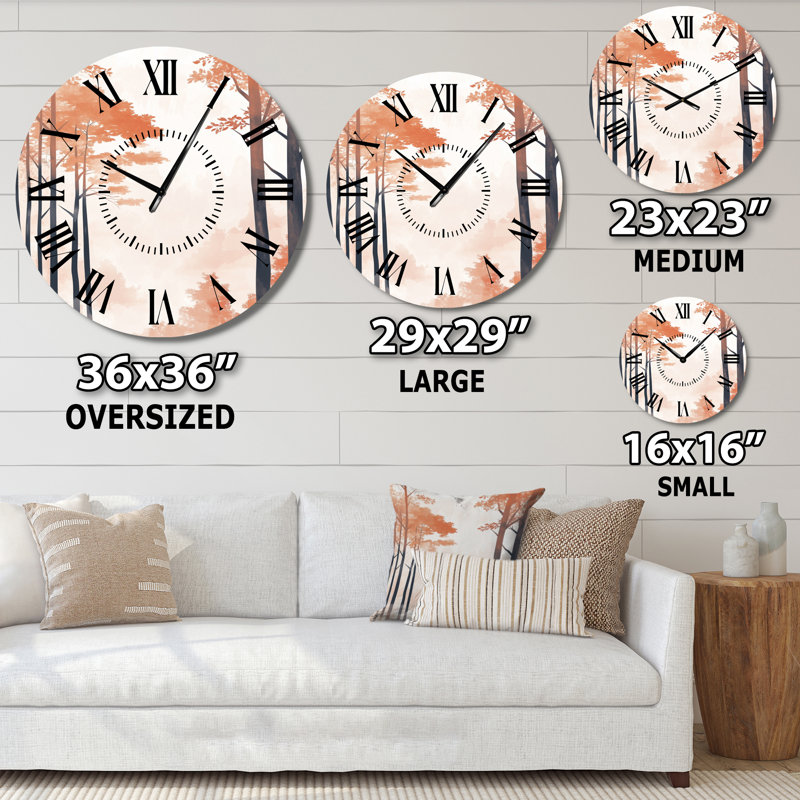 Forêt d'automne - Horloge murale silencieuse en métal Nature, Petit