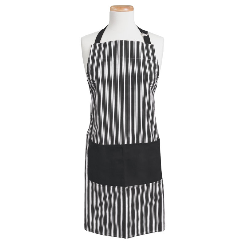 Adjustable Striped Apron, Black/White