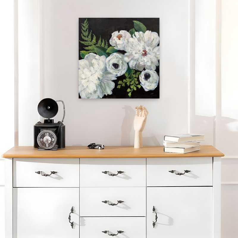 Bouquet de minuit contemporain I avec art en bouquet noir, H 18 po x l 18 po