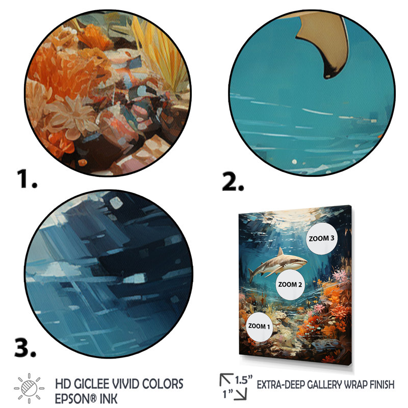 Teal Shark Coastal Creatures " Teal Shark Coastal Creatures ", Gold Picture Framed, 20" H x 12" W x 1" D
