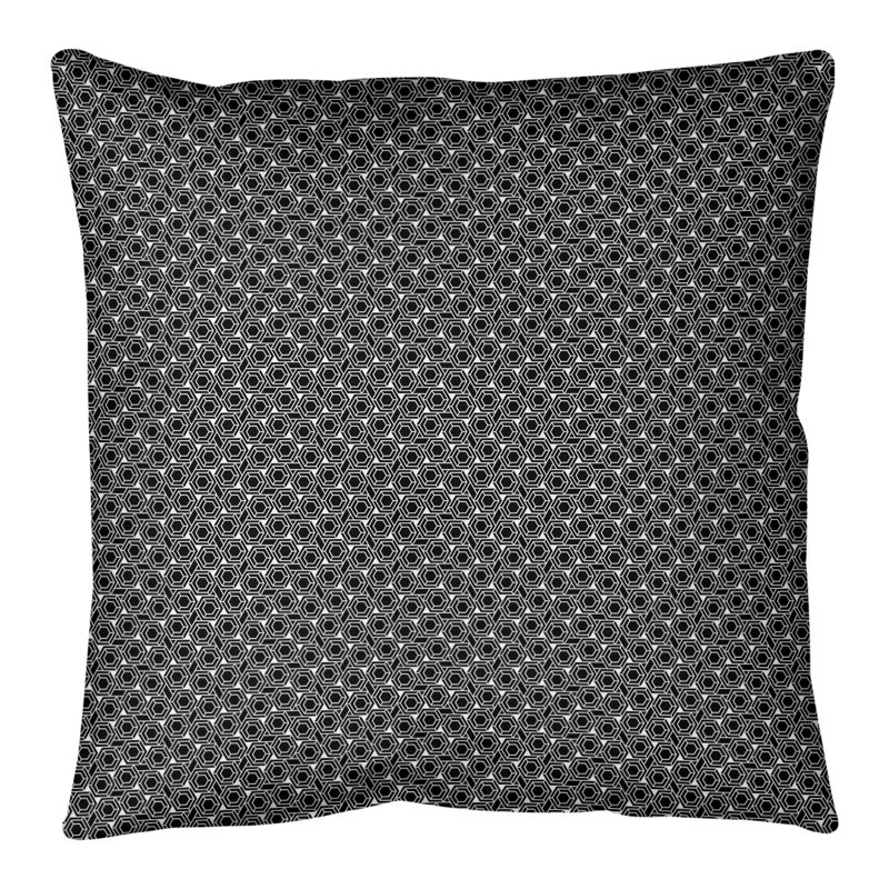 Coussin décoratif à treillis hexagonal Katelyn Elizabeth, Bourre en polyester, H 20 po x l 20 po, Noir / blanc