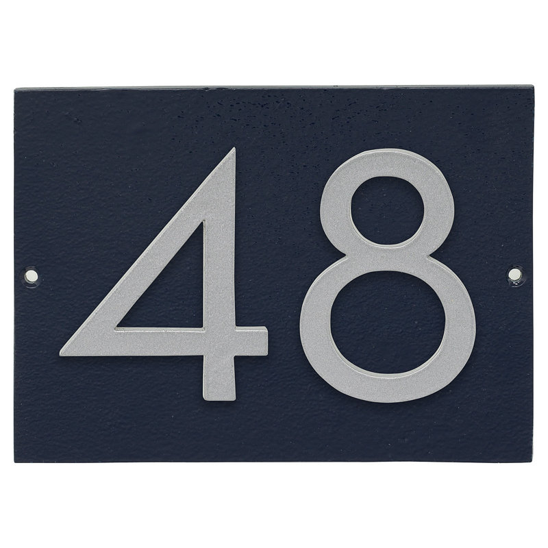Rectangle Wall Plaque, Yes, Navy/Silver