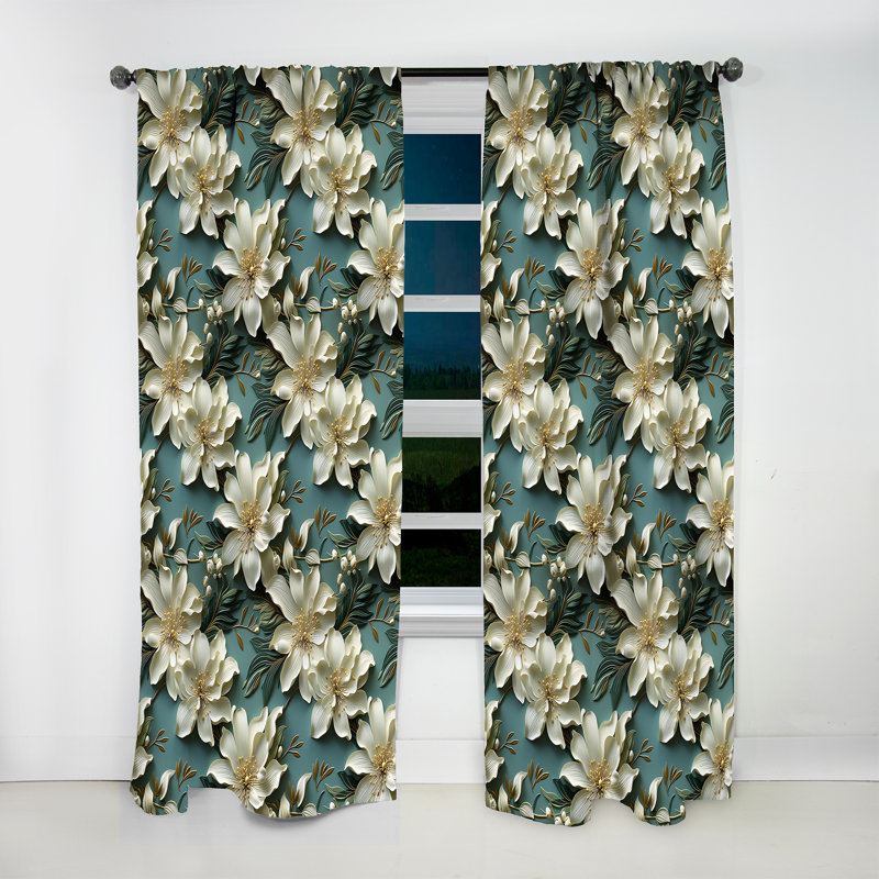 Motif tropical Mirage Elegance - rideau tropical - obscurcissant velours - 1 panneau, L 52 po x L 95 po