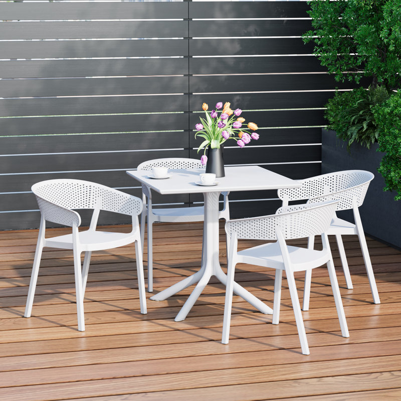 Ensemble repas carré pour 4 personnes, Blanc