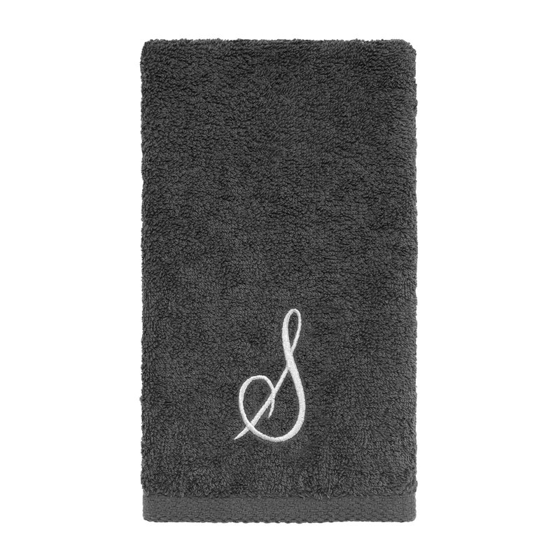 Winston Porter Granite/Silver Script Monogram Fingertip Towel Letter S