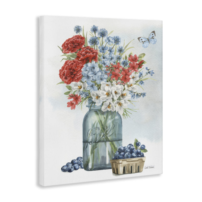  Art mural sur toile Country Blossoms & Blueberries par Leslie Trimbach, H 20 po x l 16 po