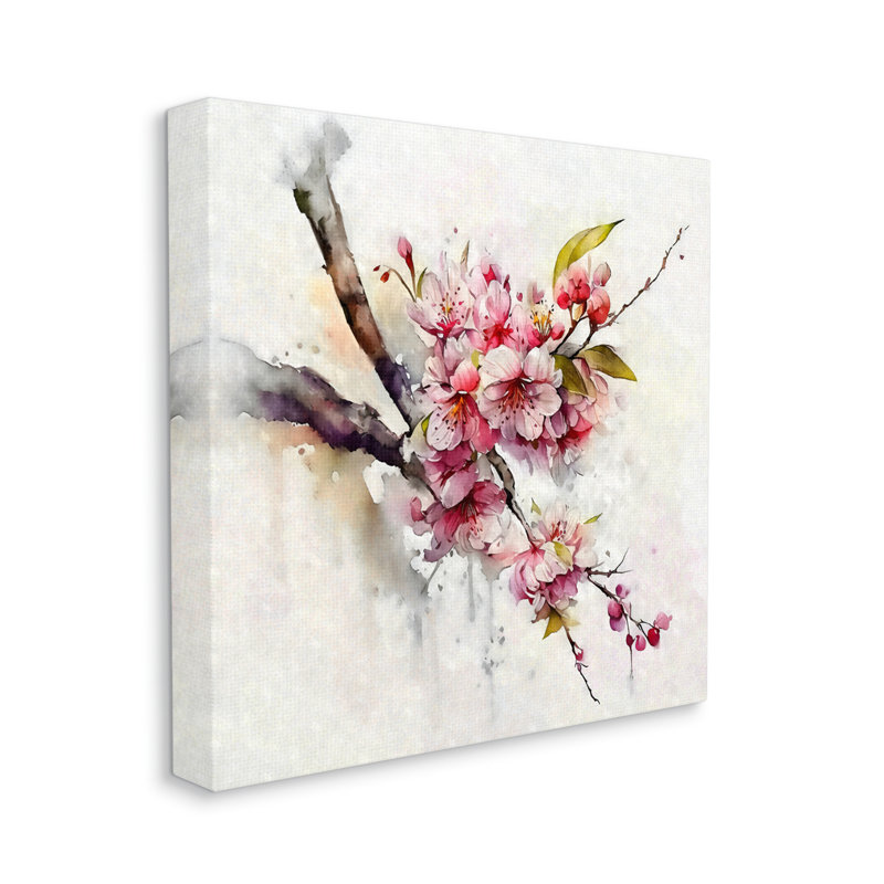 «Delicate Spring Cherry Blossoms On Canvas» par Ziwei Li, impression, H 17 po x l 17 po x P 1,5 po