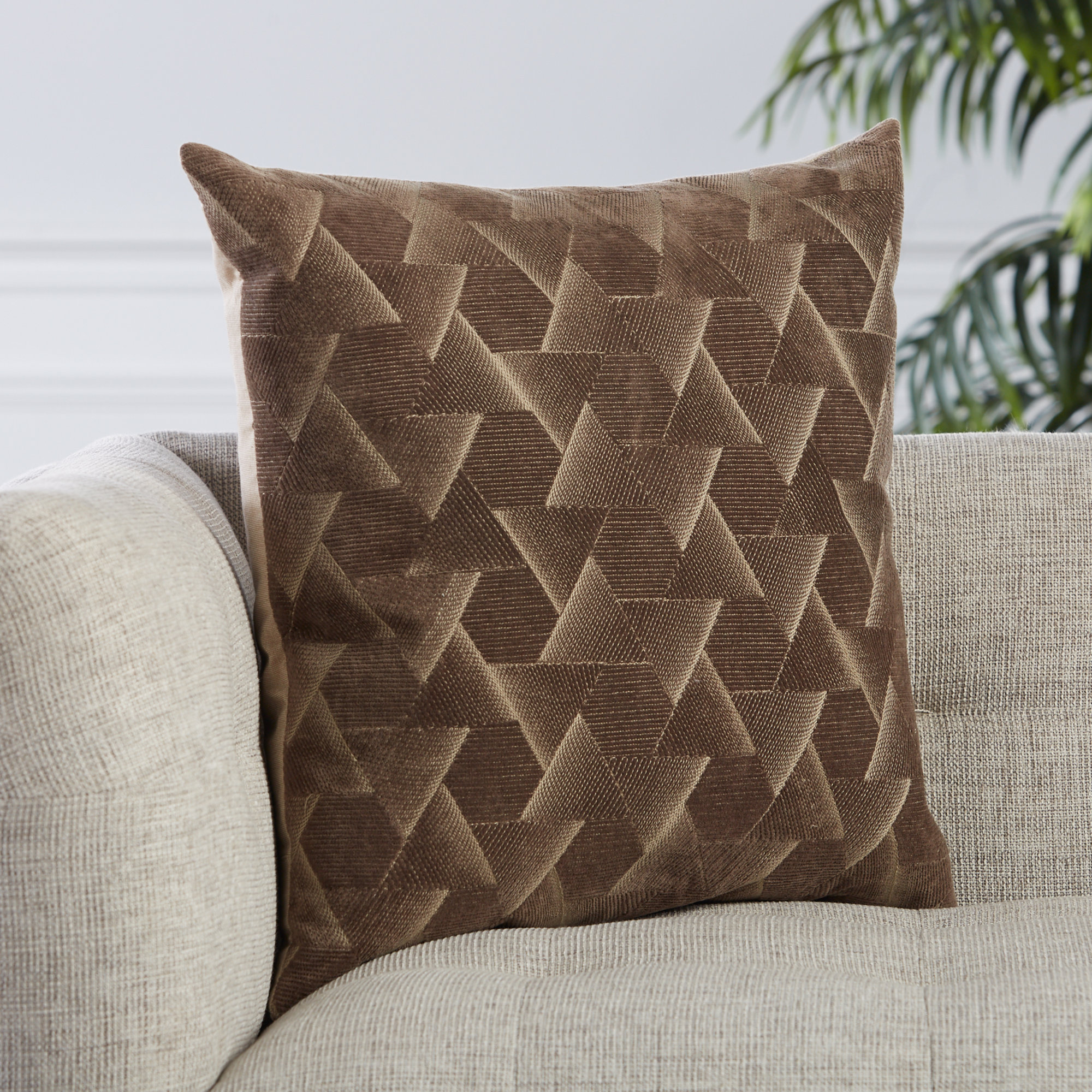 Gretchen Geometric Cotton Throw Pillow, Blush, Down