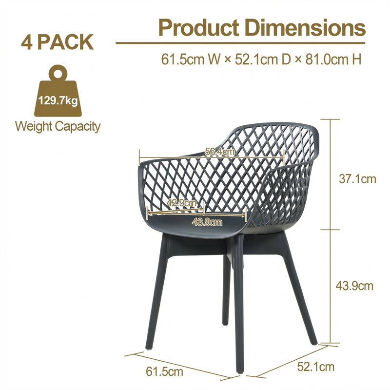 Patio Dining Armchair, Grey
