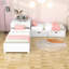 Twin Size L-Shaped Platform Bed with Trundle and Two Drawers-1041720814