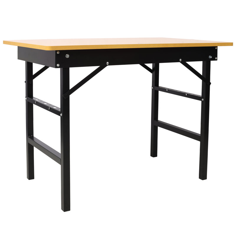 Portable Folding Work Table with Integrated Scale and Protractor, Workshop Tool Bench