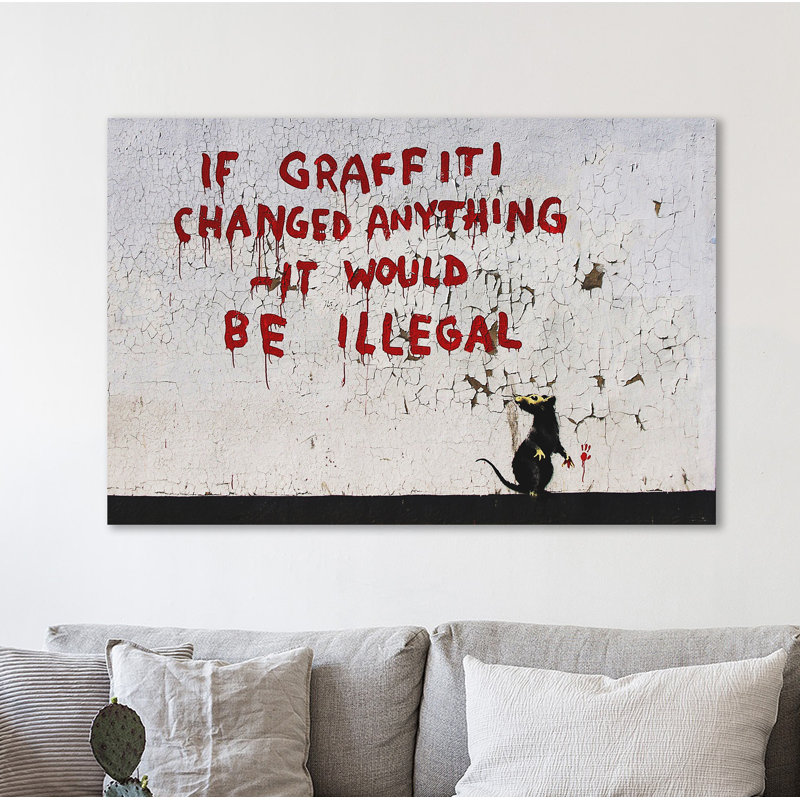 If Graffiti Changed Anything by Banksy - Wrapped Canvas Painting, 51 cm H x 76 cm W x 3 cm D