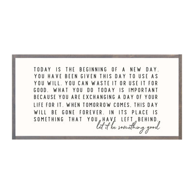 " Today Is The Beginning "