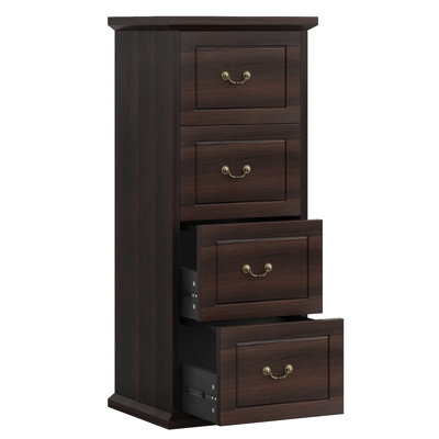 51.18" Tall 4-Drawer Walnut Vintage Vertical File Cabinet A4/Letter For Living Room, Office