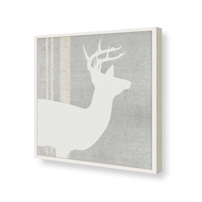 Silhouette de bois de cerf I, Cadre ouvert à coins ouverts, blanc opaque, H 17,5 po x l 17,5 po