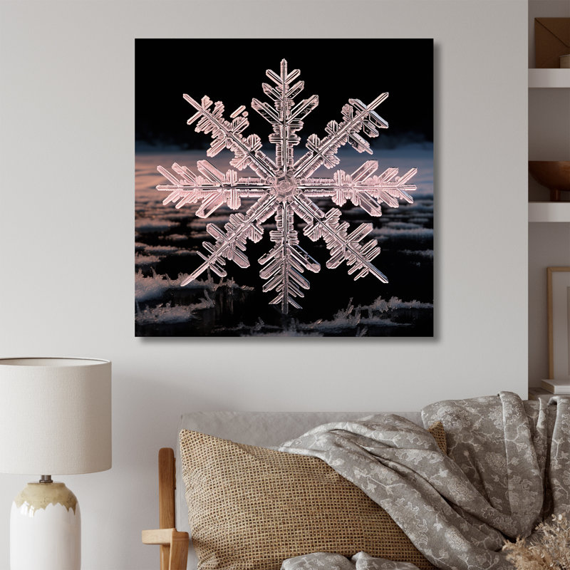 Cristal flocon de neige tranquillité II - paysage d'hiver, Toile tendue, H 16 po x l 16 po x P 1 po