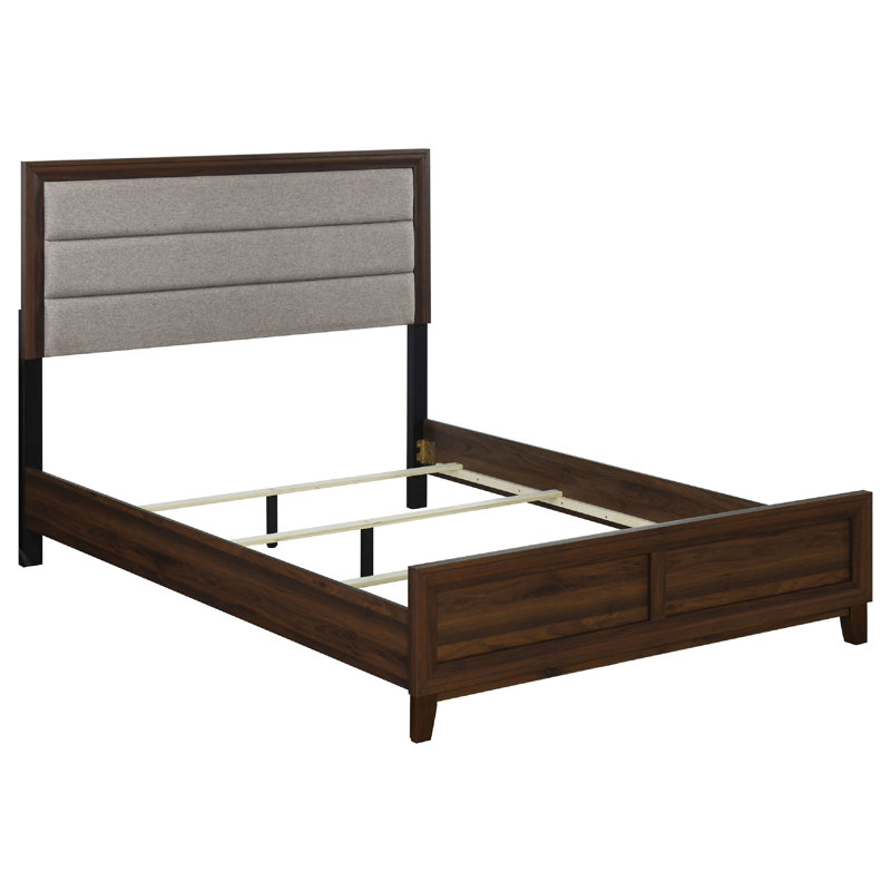 Ensemble de chambre avec très grand lit 4 pièces Yels, revêtement gris, bois brun noyer, Grand