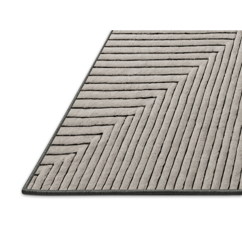 Tapis gris soyeux et moelleux, Carré 8 pi