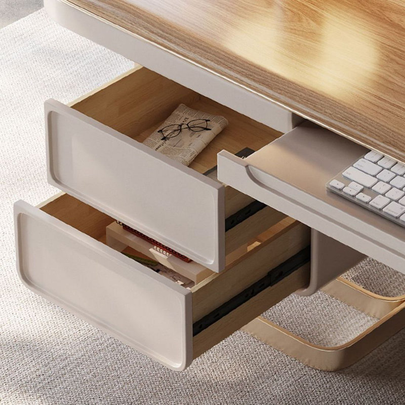 Bureaux rectangulaires en bois manufacturé noyer, 29.53" H x 55.12" W x 27.56" D, Retour à gauche