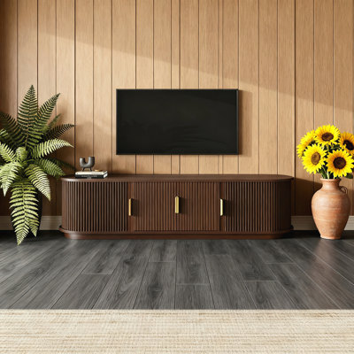 Meuble télé avec porte tambour coulissante