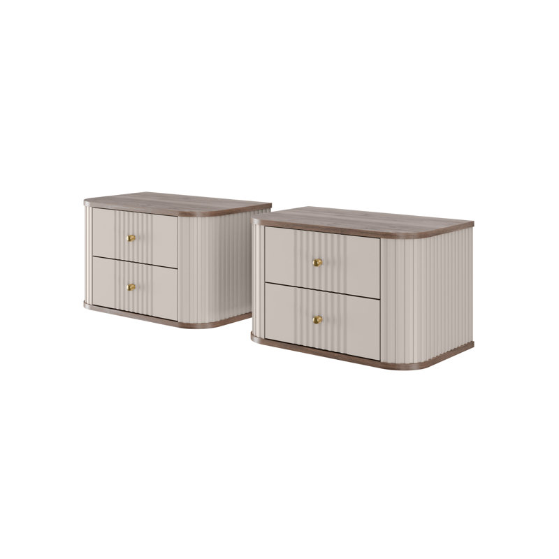 Dayzee 56cm W Manufactured Wood Bedside Table, Nut, Cashmere/Gold, Nut