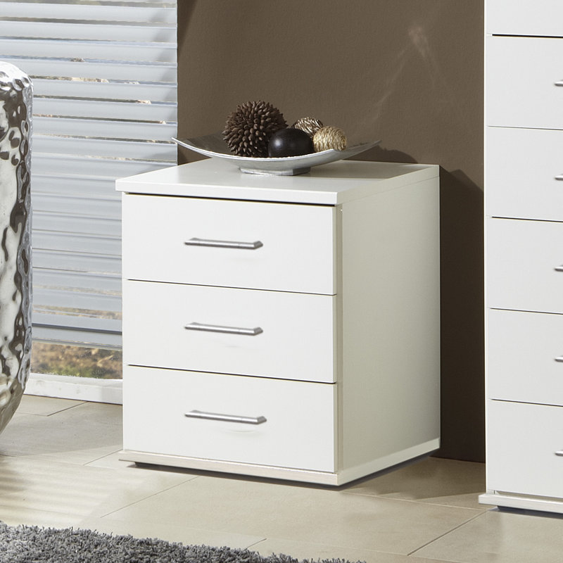 Linares 46cm W Manufactured Wood Bedside Table, Alpine White
