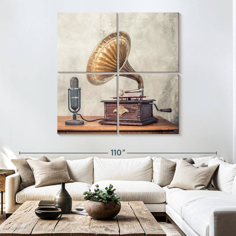 Abarca micro et Gramophone, H 74 po x l 74 po