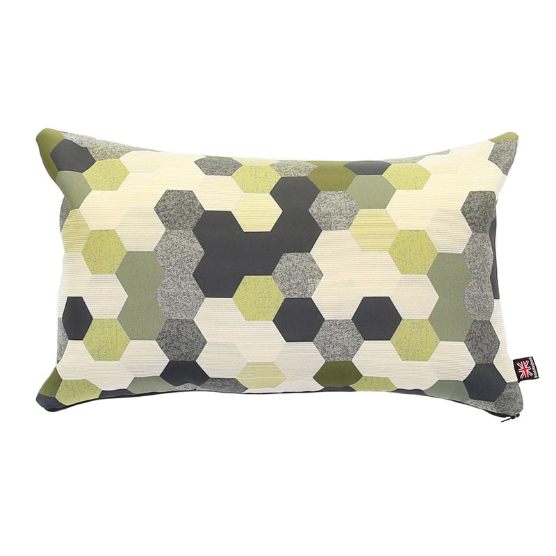 Altha Geometric Square Throw Cushion, Green, Square, Small