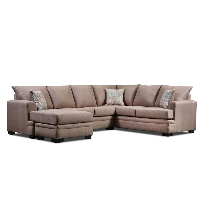 Symona Upholstered L-Shaped Sectional Right Hand Facing, Brown 100% Polyester