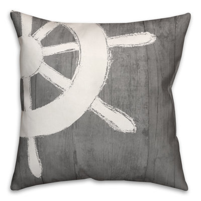 Woodgrain Captian's Wheel Throw Pillow