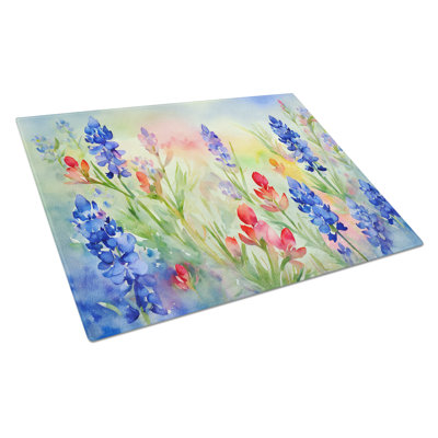 Grande planche à découper en verre à aquarelle Texas Bluebonnets
