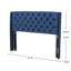 Très grande tête de lit tapissier à oreilles très grand capitonné, tissu doux, design Mid-Century pour chambre à coucher (bleu marine foncé)-198259815