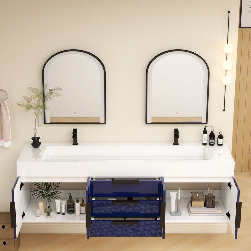 Meuble-lavabo simple mural 72 po Jessica, Bleu marine