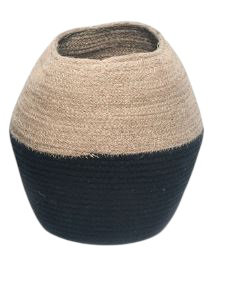 Vase à fleurs noir et naturel 9,5 po Dearl