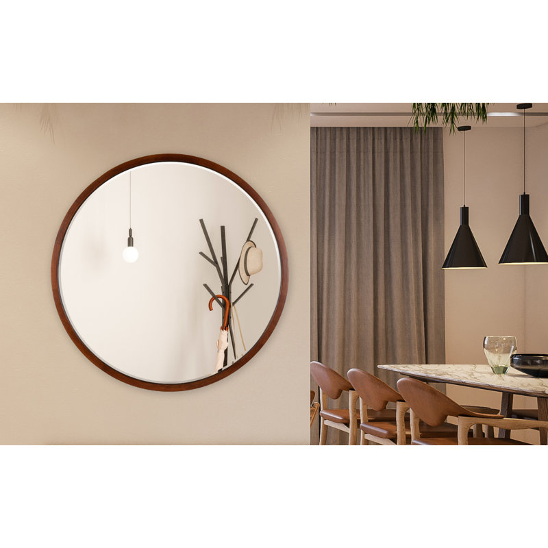 Miroir d'appoint Glover, 30 po x 30 po, Noyer brun