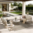 Patio Aluminum 5 Person Conversation Set With Concrete Tables